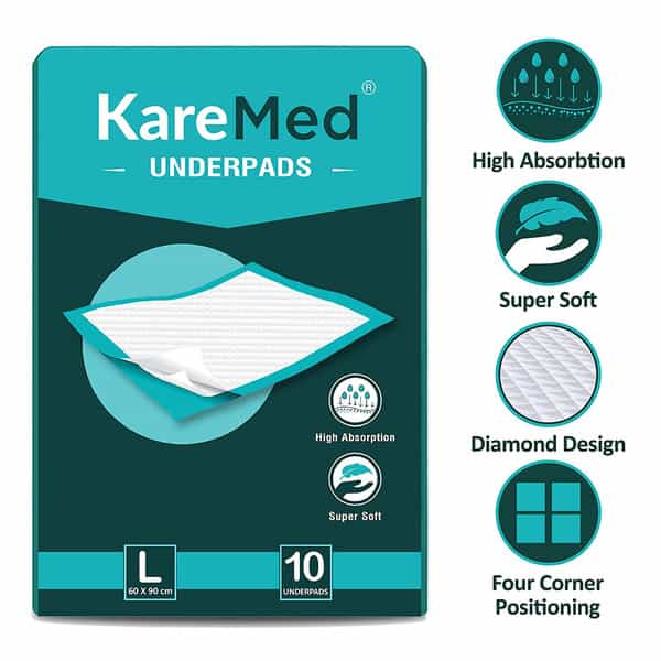 Karemed Underpads Large Size 60 X 90Cm 10 Pcs