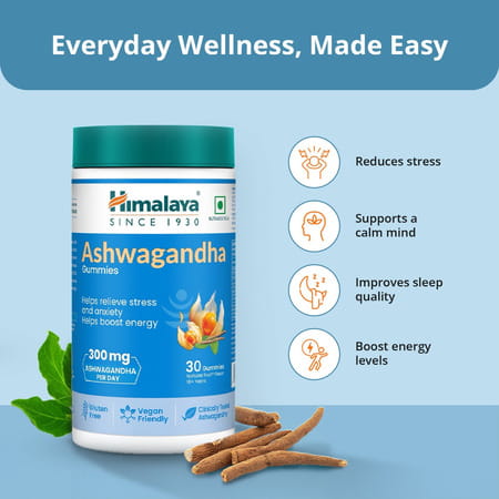 Himalaya Ashwagandha Gummies | Helps Relieve Stress And Anxiety |Helps Boost Energy Bottle Of 30 Nos