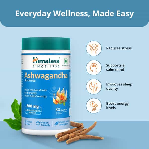 Himalaya Ashwagandha Gummies | Helps Relieve Stress And Anxiety |Helps Boost Energy Bottle Of 30 Nos