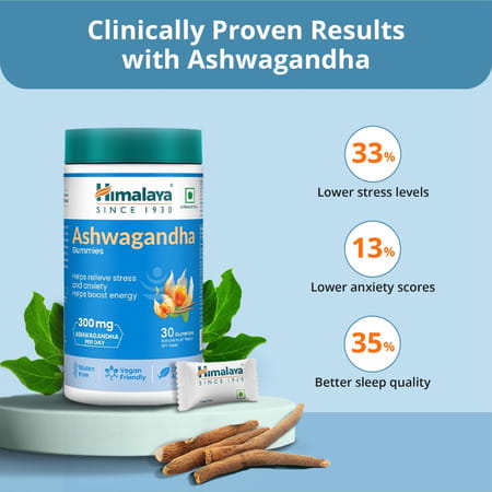 Himalaya Ashwagandha Gummies | Helps Relieve Stress And Anxiety |Helps Boost Energy Bottle Of 30 Nos