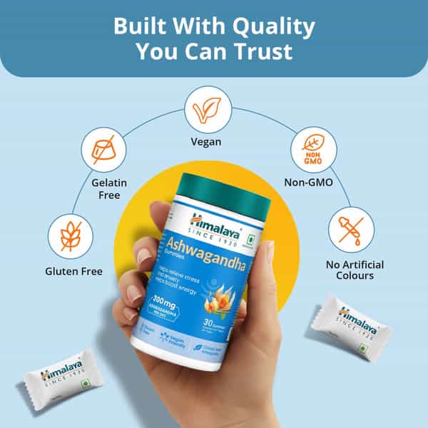 Himalaya Ashwagandha Gummies | Helps Relieve Stress And Anxiety |Helps Boost Energy Bottle Of 30 Nos