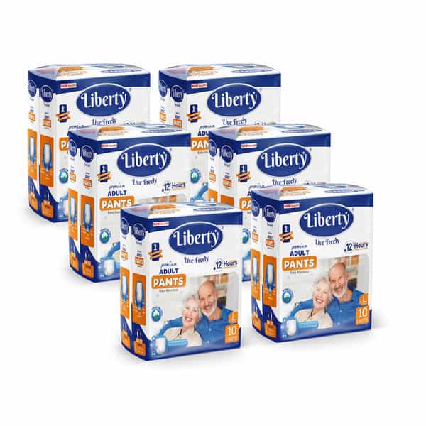 Liberty Premium Adult Diaper Pants Large (L) 60 Count Waist Size 30-55 In Pack Of 6 10 Count/Pack