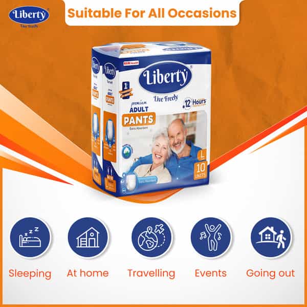 Liberty Premium Adult Diaper Pants Large (L) 60 Count Waist Size 30-55 In Pack Of 6 10 Count/Pack