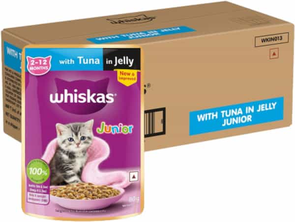 Whiskas Junior Kitten (2-12 Months) Wet Cat Food | Tuna In Jelly | 80 G (Pack Of 56)