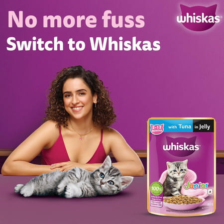 Whiskas Junior Kitten (2-12 Months) Wet Cat Food | Tuna In Jelly | 80 G (Pack Of 56)