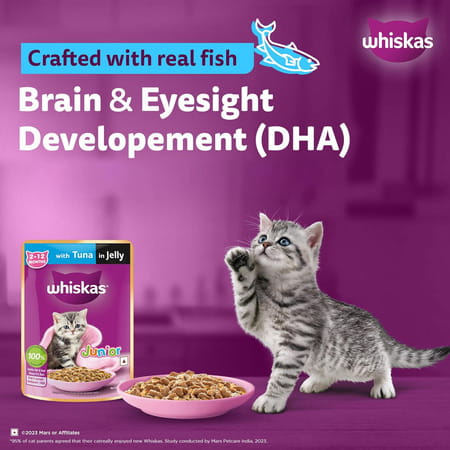 Whiskas Junior Kitten (2-12 Months) Wet Cat Food | Tuna In Jelly | 80 G (Pack Of 56)
