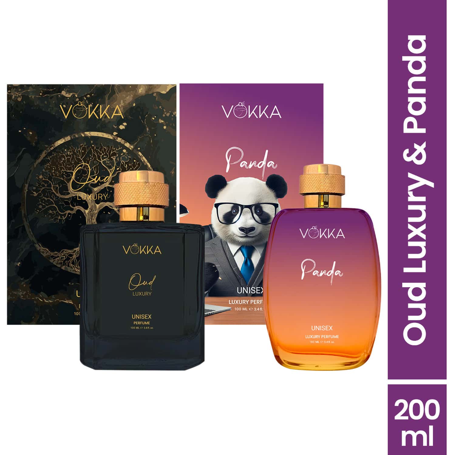 Vokka Oud & Panda 2x100ml | Unisex Luxury Long Lasting Perfume For Men & Women | Eau De Parfum