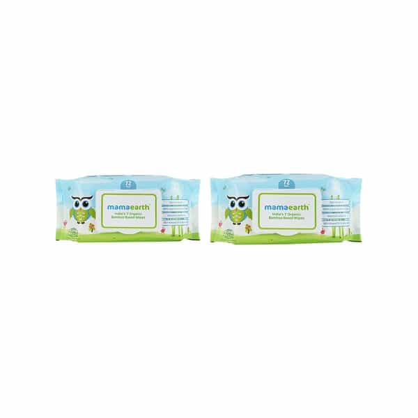 Mamaearth Organic Bamboo Wipes (2 Pack Combo) Box Of 72 'S