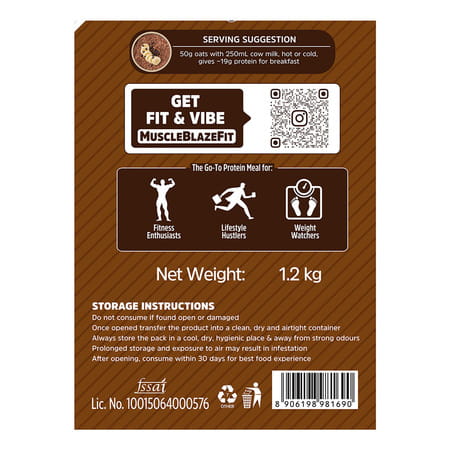 Muscleblaze Fit High Protein Oats (Dark Chocolate | 1.2Kg) | 22G Protein