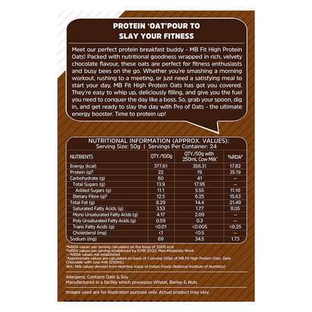 Muscleblaze Fit High Protein Oats (Dark Chocolate | 1.2Kg) | 22G Protein
