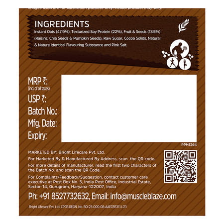 Muscleblaze Fit High Protein Oats (Dark Chocolate | 1.2Kg) | 22G Protein