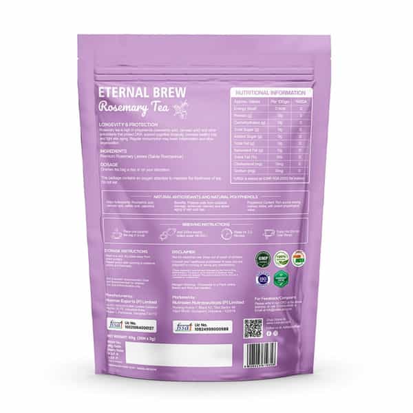 Nutrazen Eternal Brew Rosemary Tea | High Polyphenol Herbal Infusion | 30 Tea Bags
