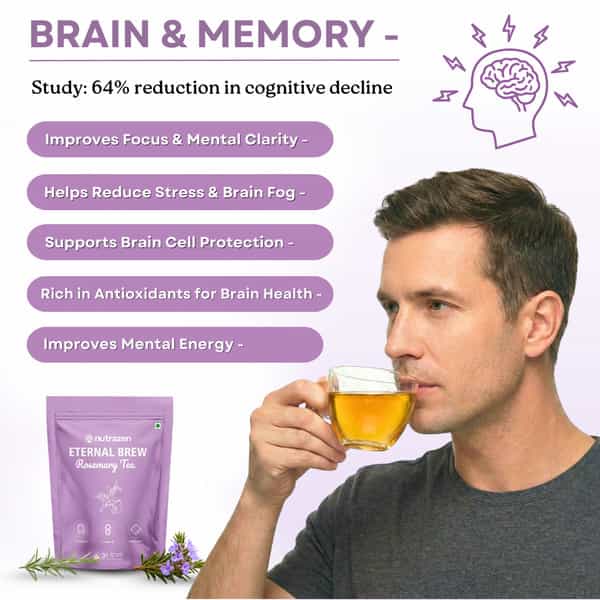 Nutrazen Eternal Brew Rosemary Tea | High Polyphenol Herbal Infusion | 30 Tea Bags