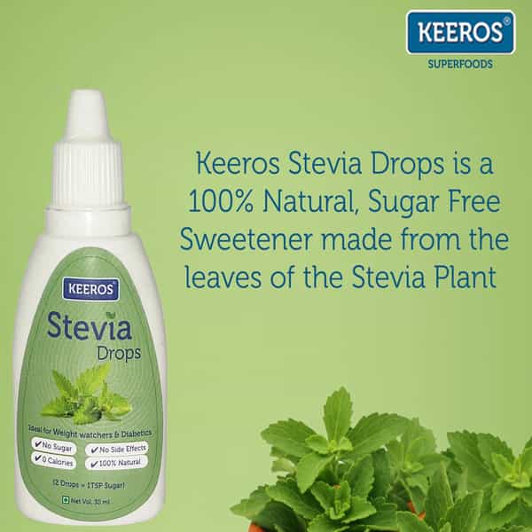 Keeros Stevia Drops Liquid Sweetener- 100% Natural Extract Of Stevia Leaves | 30Ml