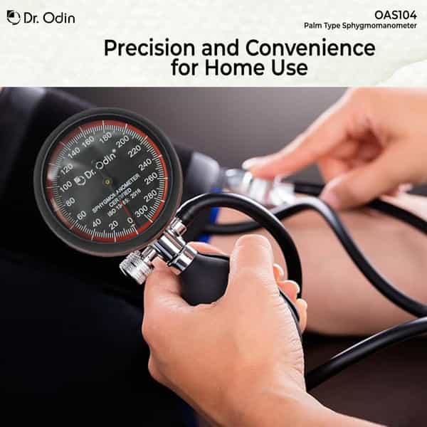 Dr. Odin Combo Of Oas104 Palm Type Sphygmomanometer And Stethoscope Blacktone