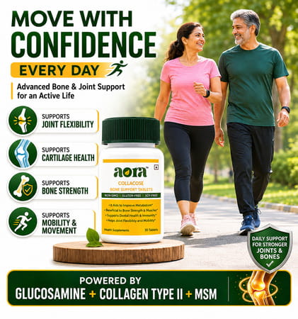 Aora Collacose Bone Support Tablets | Calcium | Collagen & Joint Nutrition Formula | 30 Tablets