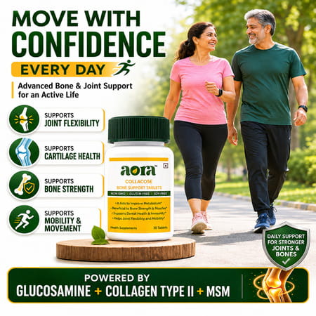 Aora Collacose Bone Support Tablets | Calcium | Collagen & Joint Nutrition Formula | 30 Tablets