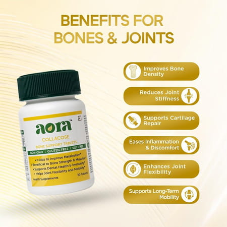 Aora Collacose Bone Support Tablets | Calcium | Collagen & Joint Nutrition Formula | 30 Tablets