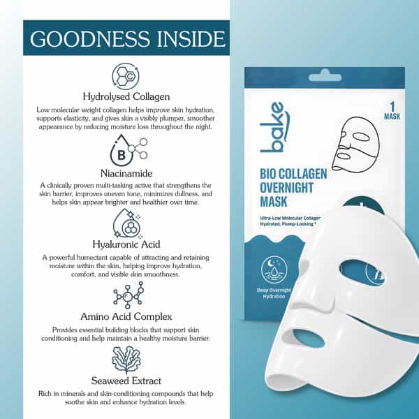 Bake Bio Collagen Overnight Hydrogel Mask For Deep Hydration| Skin Firming & Brightening - 40G