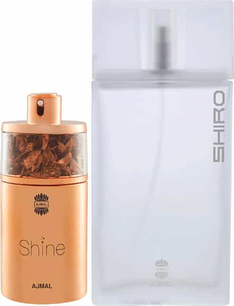 Ajmal Shine Edp Powdery 75Ml Perfume For Women And Shiro Edp 90Ml Perfume For Men