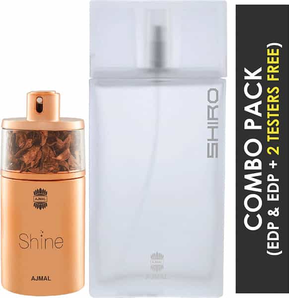 Ajmal Shine Edp Powdery 75Ml Perfume For Women And Shiro Edp 90Ml Perfume For Men