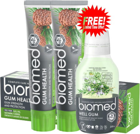 Biomed Gum Health Toothpaste - Buy Two Get One Mouthwash Free -100gm