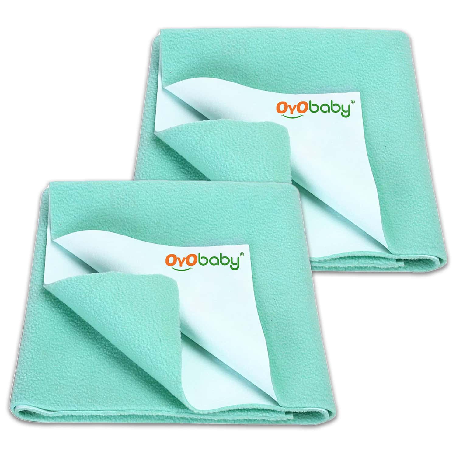 Oyo Baby Durable Baby Dry Sheet Breathable | Quick-Dry | Soft Fabric Pack Of 2 140x100 Cm Sea Green