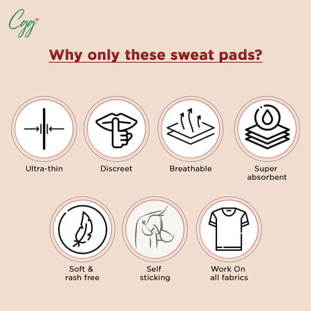 Cgg Cosmetics Under Arm 2 -Way Sweat Patchs|Absorbs Maximum Sweat|24 Hr Sweat Relief|Odour Control
