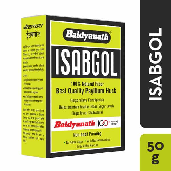 Baidyanath Asli Ayurved Isabgol Psyllium Husk Powder - 50Gm | Effective Constipation Relief