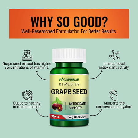 Morpheme Remedies Grape Seed Extract 500 Mg - 60 Veg Capsules