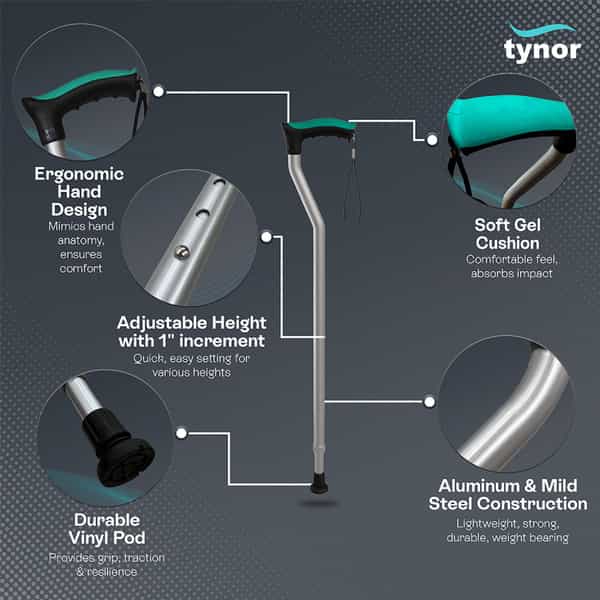 Tynor Walking Stick Black Universal Size 1 Unit