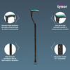 Tynor Walking Stick Black Universal Size 1 Unit