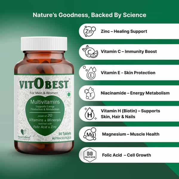 Healthbest Multivitamin Tablets Energy Immunity And Wellness Support - 30 Tablets