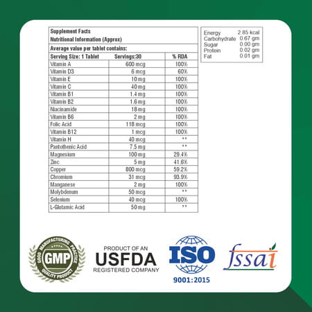 Healthbest Multivitamin Tablets Energy Immunity And Wellness Support - 30 Tablets