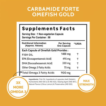 Carbamide Forte Triple Strength Fish Oil 1400mg With Omega 3-900mg Softgel Capsules 90 No'S