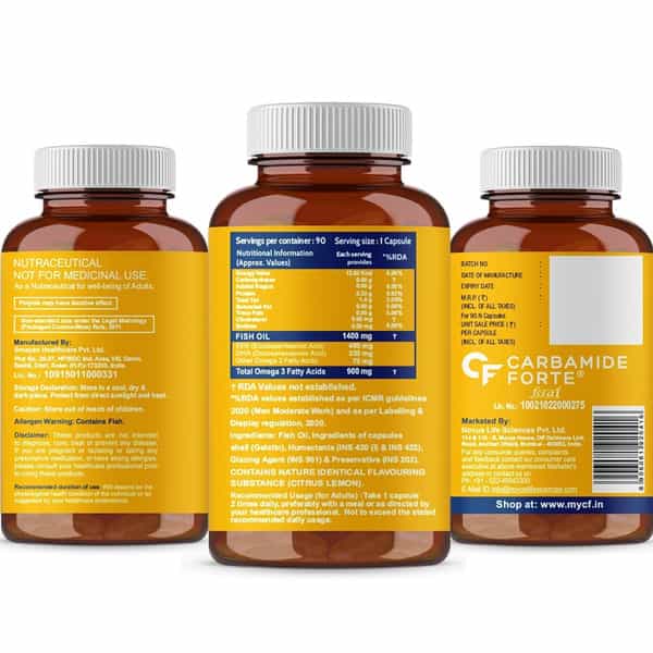 Carbamide Forte Triple Strength Fish Oil 1400Mg With Omega 3-900Mg Softgel Capsules 90 No's