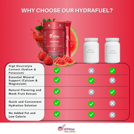 Wishnew Wellness Hydrafuel: Electrolyte-Rich Hydration Solution (Strawberry | Watermelon)