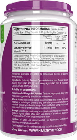 Natural B12 Vitamin - Support Immune Health | Non-Synthetic | 30 Veg. Capsules