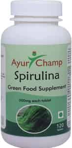 Ayur Champ Spirulina Tablets Green Food Supplement 500mg 120 Tablets