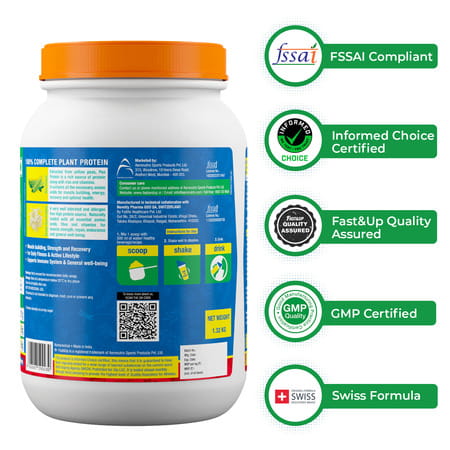 Fast&Up Vegan Plant Protein 31g Protein - Pea Isolate & Brown Rice Protein Blend (Strawberry)