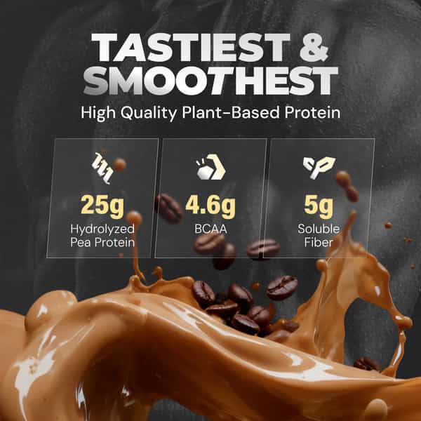 Nutrabay Gold Pea Protein Powder | 25G Protein | 4.6G Bcaa | 5G Fiber | Cold Coffee Flavour - 1Kg