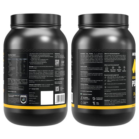 Nutrabay Gold Pea Protein Powder | 25G Protein | 4.6G Bcaa | 5G Fiber | Cold Coffee Flavour - 1Kg