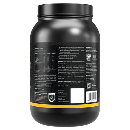 Nutrabay Gold Pea Protein Powder | 25G Protein | 4.6G Bcaa | 5G Fiber | Cold Coffee Flavour - 1Kg