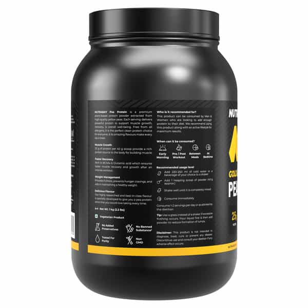 Nutrabay Gold Pea Protein Powder | 25G Protein | 4.6G Bcaa | 5G Fiber | Cold Coffee Flavour - 1Kg