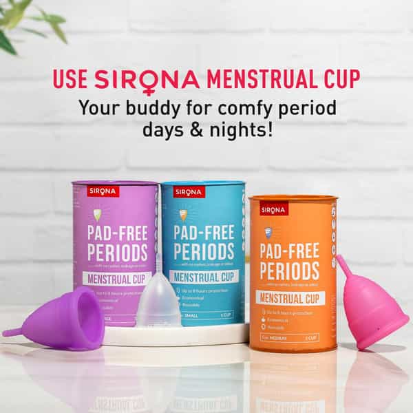 Sirona Reusable Menstrual Cup For Women - Large Size With Pouch (Pack Of 3)