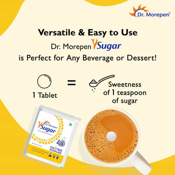 Dr. Morepen Y Sugar Pellets (Sucralose) | 100% Safe | Zero Calories | 100% Natural Sweetener