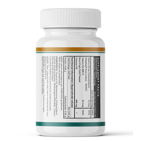 Inlife Plant Based Vegan Vitamin D3 K2 Supplement For Bone Health &Immune Support-60 Vegan Capsules