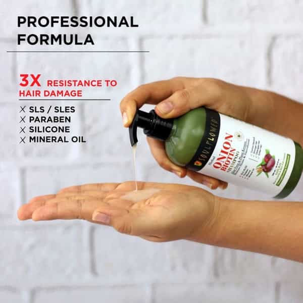 Soulflower Onion Biotin Shampoo With Aloevera & Plant Keratin Restore Shine & Smoothness 300Ml