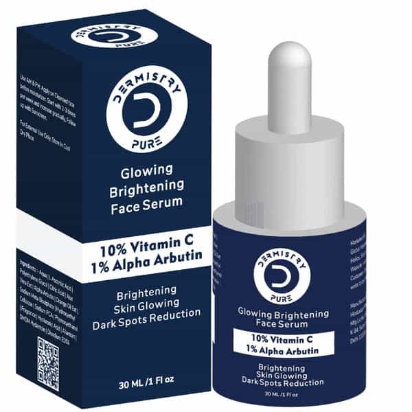 Dermistry 10% Vitamin C 1% Alpha Arbutin Dull Skin Brightening Lightening Fairness Glow Serum 30Ml
