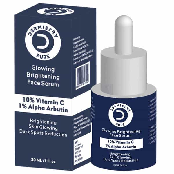 Dermistry 10% Vitamin C 1% Alpha Arbutin Dull Skin Brightening Lightening Fairness Glow Serum 30Ml